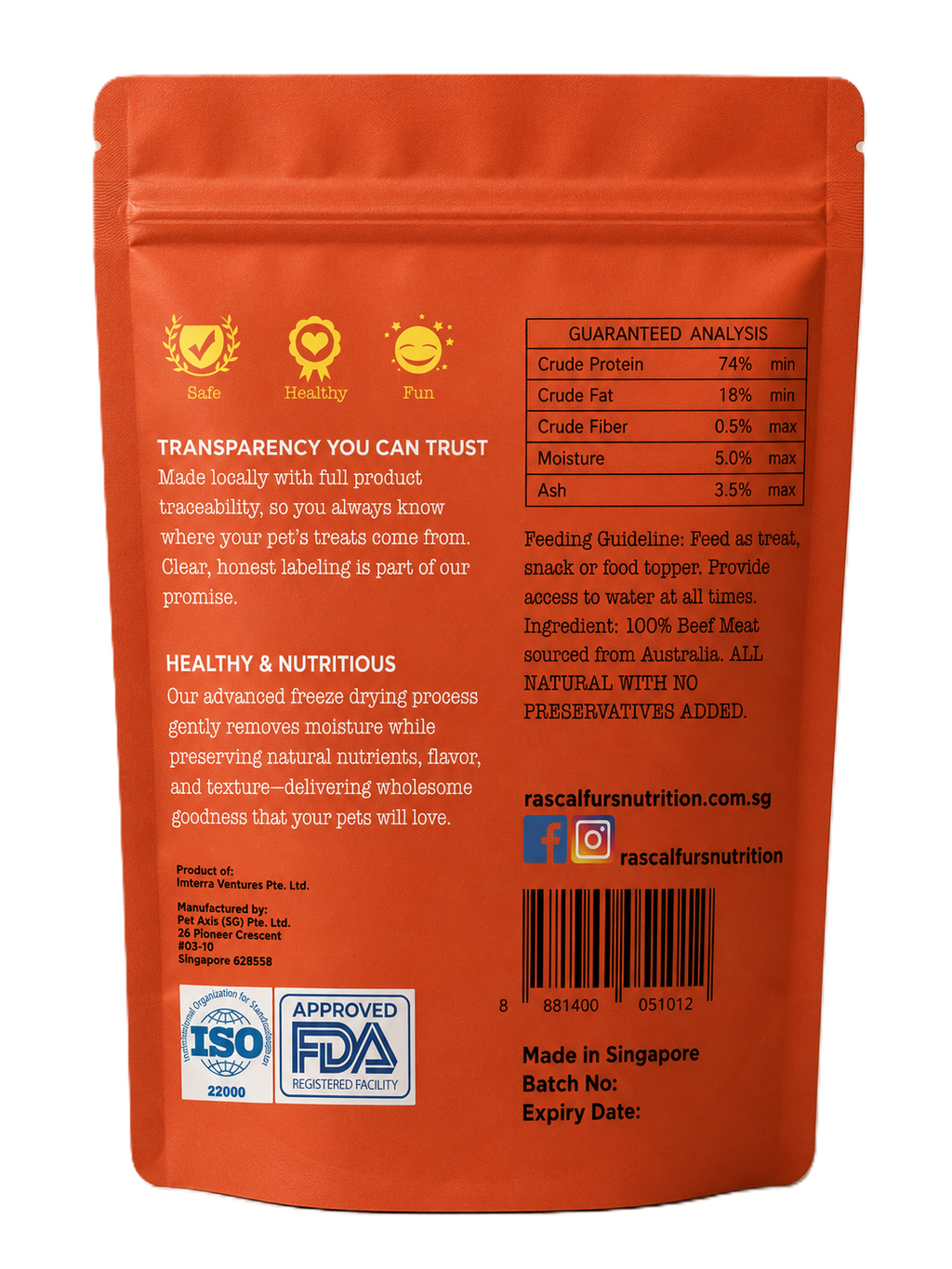 Single Ingredient Freeze Dried Treats for Dogs & Cats - Beef Meat (100% Natural)