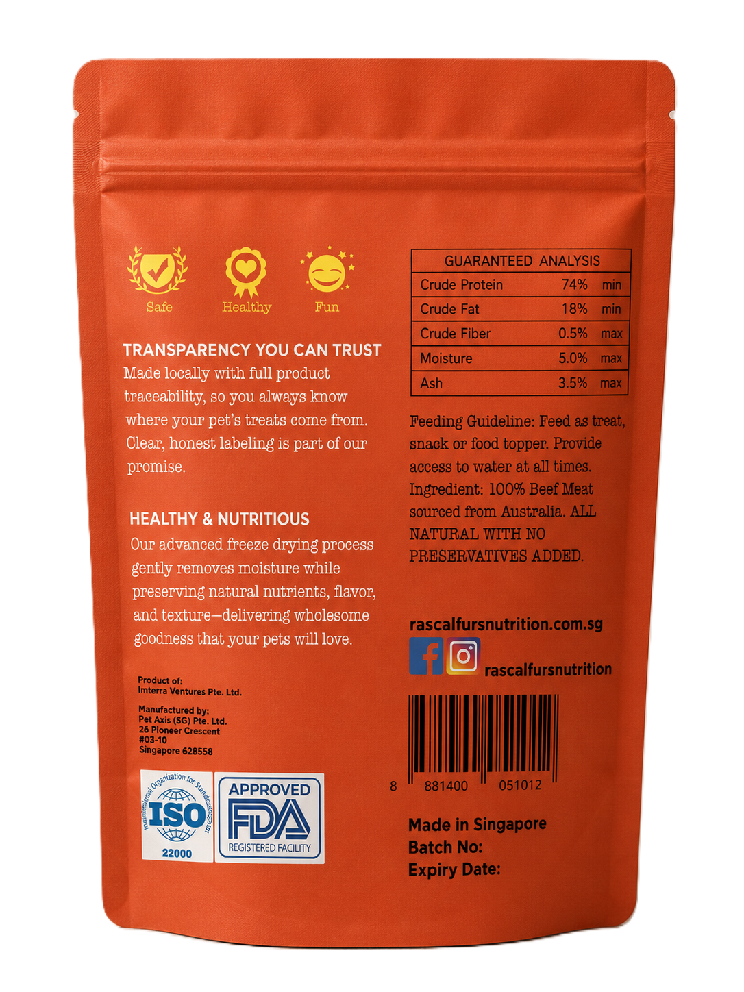 Single Ingredient Freeze Dried Treats for Dogs & Cats - Beef Meat (100% Natural)