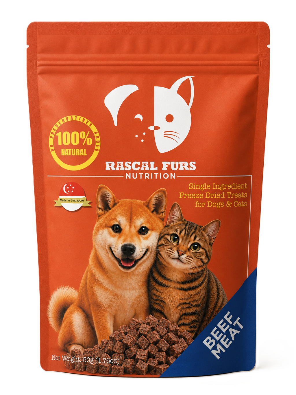 Single Ingredient Freeze Dried Treats for Dogs & Cats - Beef Meat (100% Natural)