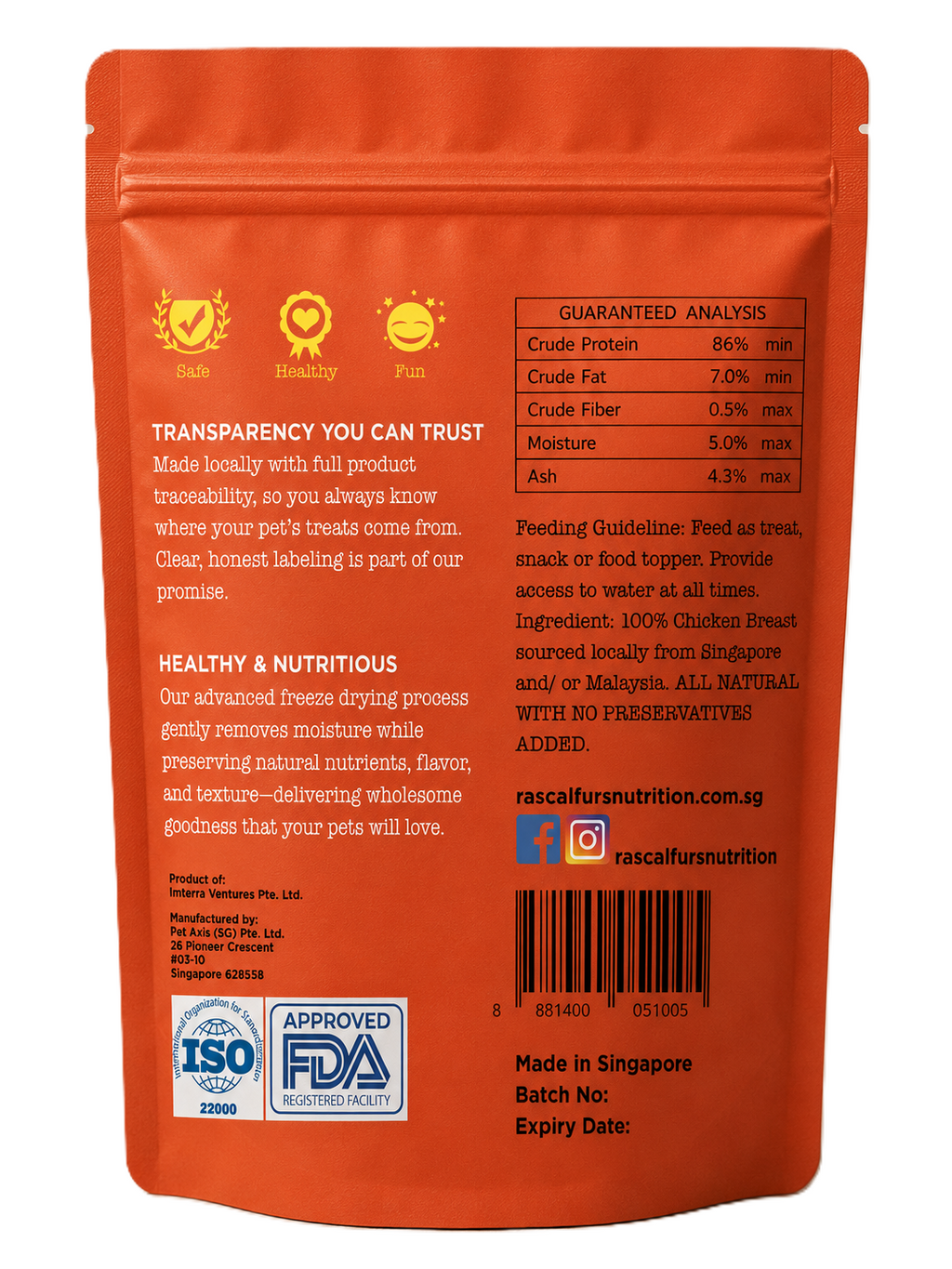 Single Ingredient Freeze Dried Treats for Dogs & Cats - Chicken Breast (100% Natural)