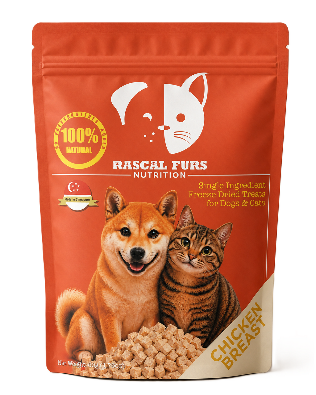Single Ingredient Freeze Dried Treats for Dogs & Cats - Chicken Breast (100% Natural)