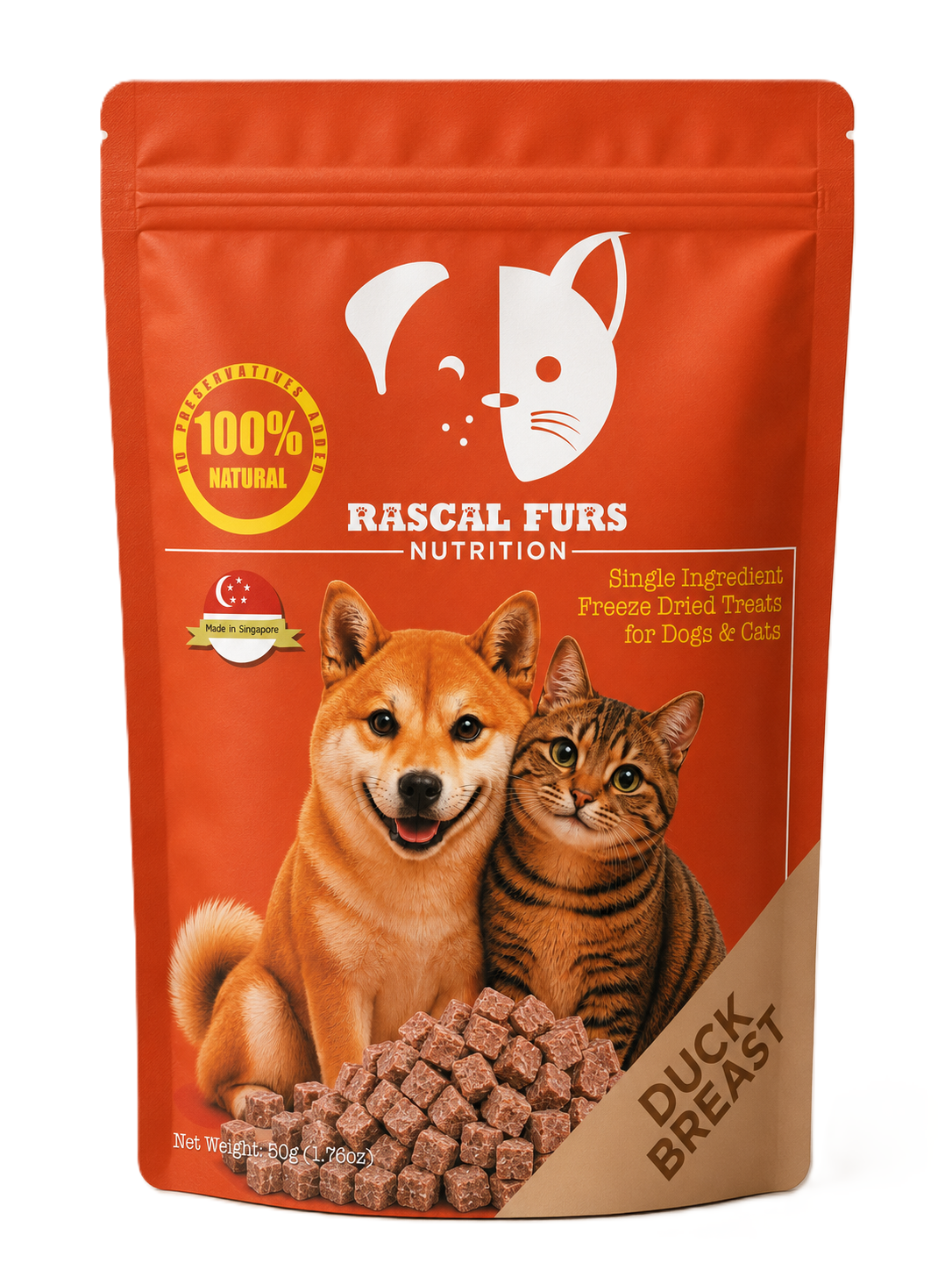 Single Ingredient Freeze Dried Treats for Dogs & Cats - Duck Meat (100% Natural)