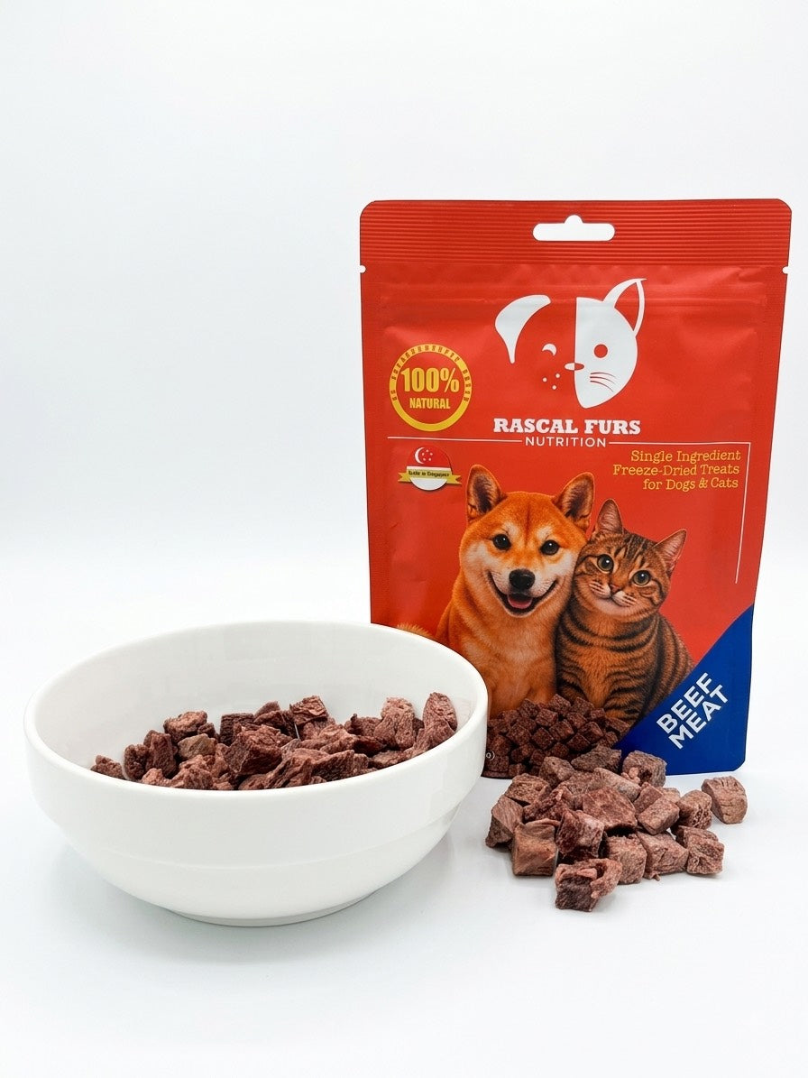 Single Ingredient Freeze Dried Treats for Dogs & Cats - Beef Meat (100% Natural)