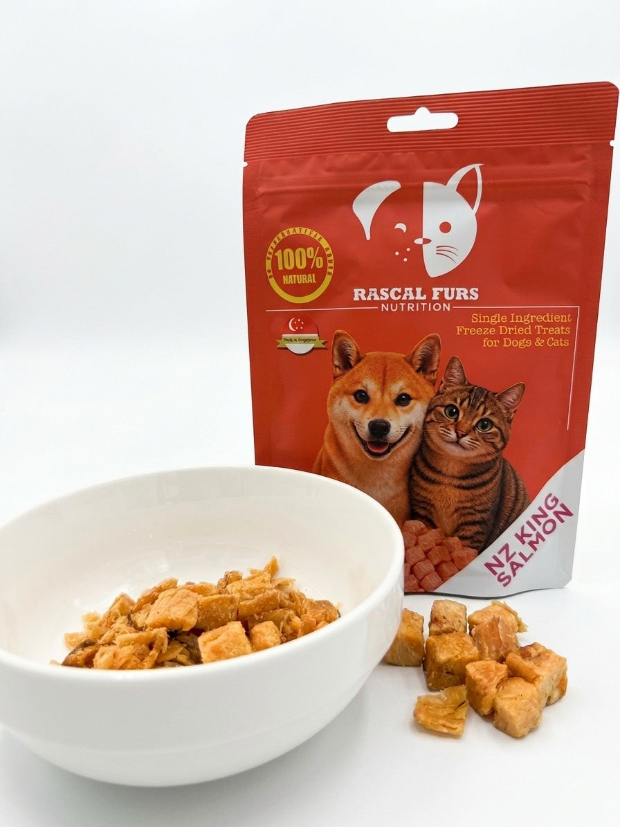 Single Ingredient Freeze Dried Treats for Dogs & Cats - NZ King Salmon (100% Natural)