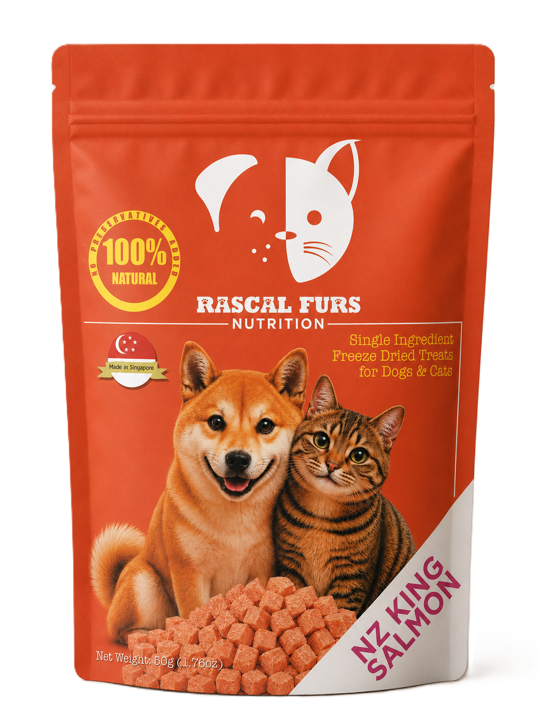 Single Ingredient Freeze Dried Treats for Dogs & Cats - NZ King Salmon (100% Natural)